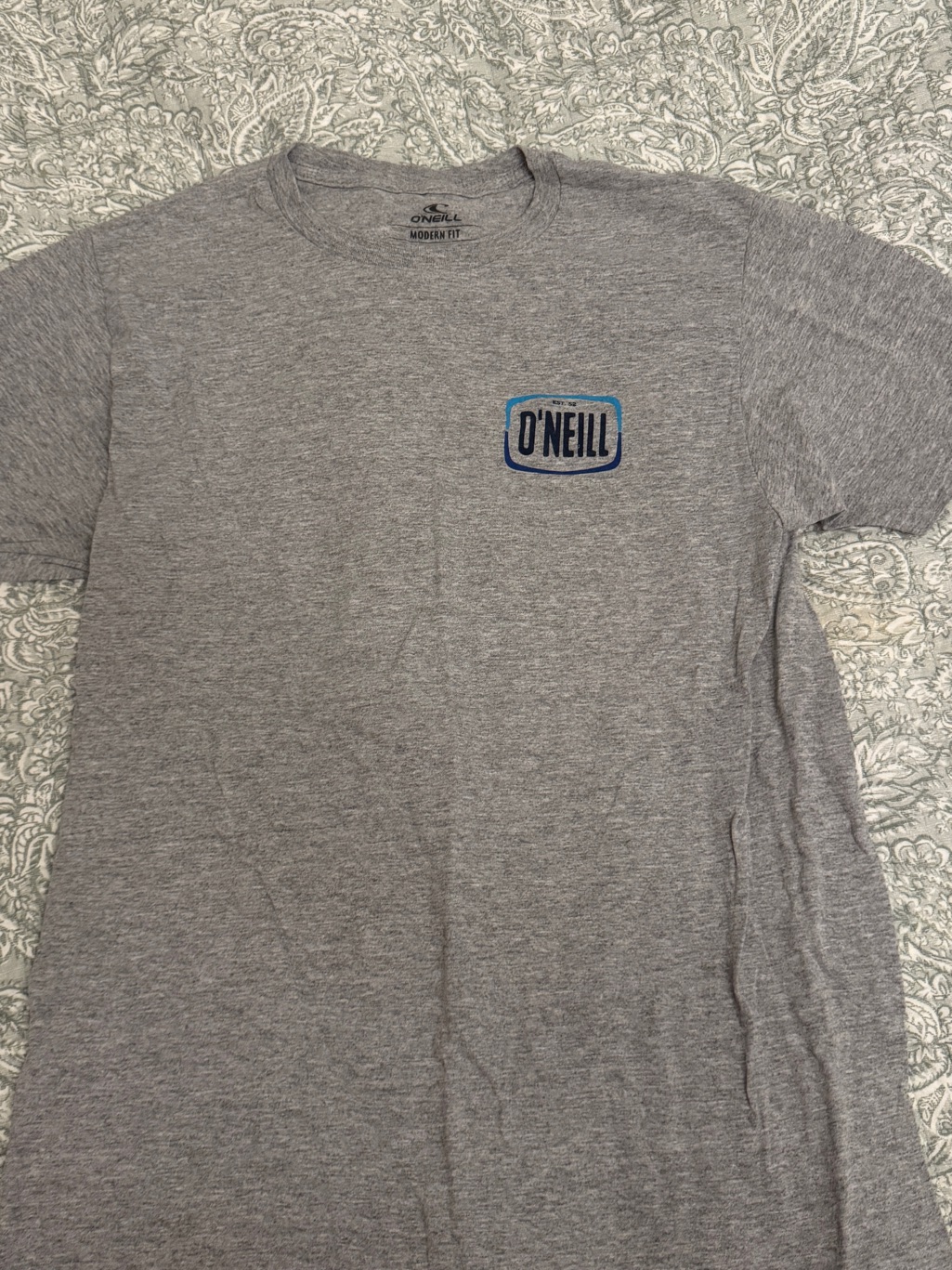 O'neill Gray Short-Sleeve Logo Tee With Blue Accent